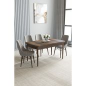 Jusie Beyaz 80X132 Açılabilir Yemek Odası Takımı 4 Adet Sandalye - Cappucino