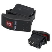 Kabin Sembollü Işıklı 3 Pinli On-Off 12-24V Marin Switch