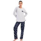 Kadın Büyük Beden 2 İplik Uzun Kol Gri Melanj Pijama Takım C4T2N0O304 GRİ MELANJ 1 XL