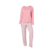Kadın Ekose Desenli Pijama Takımı Açık Pembe