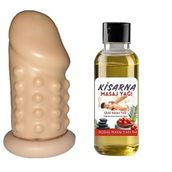 Kadın Etkilemeye Yardımcı Tırtıklı Uzatmalı Prezervatif 50 ml Çilekli Yağ Hediye