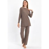 Kadın Lila Kadın Fitilli Raporlu & Eşofman, Gündelik Ev Giyim Pijama Takımı - Toprak - XL