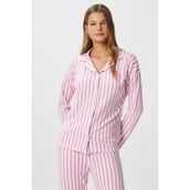 Kadın Secret Extra Soft Pembe Beyaz Çizgili Pijama Takım - Pembe - Beyaz - 2XL