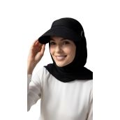 Kadın Siyah Hasır Güneş Vizör Şapka Lastikli Katlanabilir Plaj Şapkası
