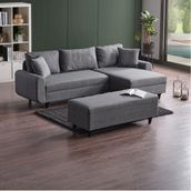 Kagu Corner Flavıa Kose Takımı Puflu Grı