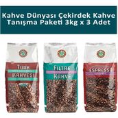 Kahve Dünyası Çekirdek Kahve Tanışma Paketi 1 kg x 3 Adet - Filtre Kahve