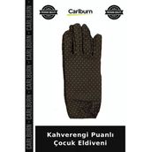 Kahverengi Puanlı Çocuk Eldiveni Minik Eller Uyumlu Tasarım Desenli Model
