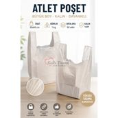 Kalbi Ticaret Kırık Beyaz Kalın Poşet Büyük Boy 1 kg Atlet Poşet Market Manav Poşeti