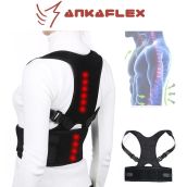 Kambur Önleyici Omuz Dik Durus Korsesi Unisex Siyah Deri Desenli Kemerli Ayarlanabilir