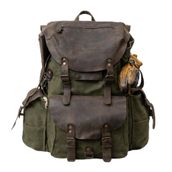 Kamp Sırt Çantası – 40+5 L Mumlu Kanvas Outdoor Sırt Çantası, Gerçek Deri Detaylı Haki ve Kahverengi Varyasyonlu | Tanto Bushcraft (Haki)