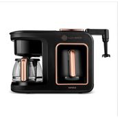 Karaca 6 Sı 1 Arada Konuşan Latte Cappuccino ve Közde Türk Kahve Makinesi 10 Fincan Kapasiteli, Quick Clean Teknolojisi - Siyah
