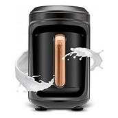 Karaca Hatır Hüps Quartz Közde Türk Kahvesi, Sütlü Türk Kahvesi, Sütlü İçecek Hazırlama Makinesi 5 Fincan Kapasiteli Bol Köpüklü Black Copper Siyah