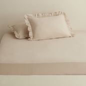 Karaca Home Bej Basic %100 Pamuk Çift Kişilik Düz Çarşaf