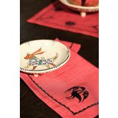 Karaca Home Paye Selçuklu Serisi Kuş Terracotta Nakışlı Amerikan Servis Set