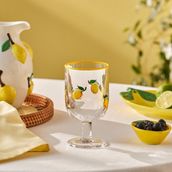 Karaca Lemon Limon Desenli Meşrubat Bardağı Kadeh 390 ml Sarı