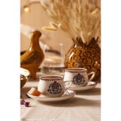 Karaca Nakkaş 6 Kişilik 100 ml Beyaz Kahve Fincanı Takımı
