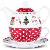 Karaca New Year Yılbaşı Kırmızı 390 ml Demlikli Çay Fincanı