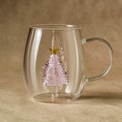 Karaca New Year Yılbaşı Pink Pine Tree Cam Kupa 440 ml - Şeffaf