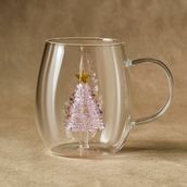 Karaca New Year Yılbaşı Pink Pine Tree Cam Kupa 440 ml
