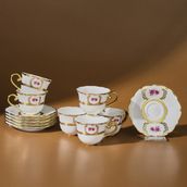 Karaca Royal Bone Elizabeth 6 Kişilik Kahve Fincan Takımı 90 ml - Gold