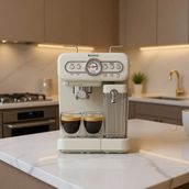 Karaca Vintage Craft Espresso Makinesi 1350W Süt Hazneli Espresso Latte ve Cappuccino Cream - Krem