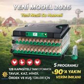 Karahanbey FX128 Model Tam Otomatik Kuluçka Makinesi – 128 Kapasiteli, Çift Katlı, Çift Güç Sistemli, Su Hazne