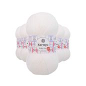 Kartopu K010 5 Adet Kar Beyaz Baby One Tüylenmeyen El Örgü İpi Yünü