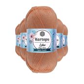 Kartopu K277 Şeftali Lotus Bikini Büstiyer Bluz 5 Adet Örgü İpi