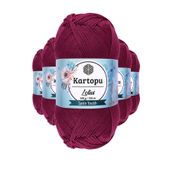 Kartopu K747 Mürdüm Lotus Bikini Büstiyer Bluz 5 Adet Örgü İpi