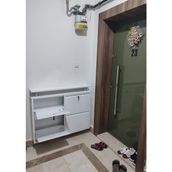 Kaser 2+2 Yatay Raflı Kilitli Metal Ayakkabılık - Beyaz Cam