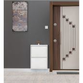 Kaser Metal 2'Li Metal Ayakkabılık Beyaz