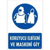 Katar Market Koruyucu Elbiseni ve Maskeni Giy Uyarı Levhası