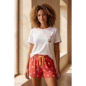 Katia & Bony Sea La Vie Denizaltı Baskılı Şortlu Pijama Takımı, L, 12612W3010, Beyaz, kadın