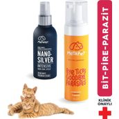 Kedi Bit Pire Kene Dış Parazit Karşıtı Set, Şampuanı Nano Gümüş Spreyi, Ilacı Olarak Kullanılır
