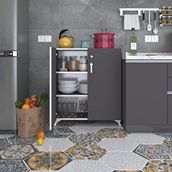 Kenzlife 2 Kapılı Dolap Çilem 088*070*032 Gri Kilitli Ayaklı Banyo Mutfak Ofis Kitaplık Ayakkabılık Kiler