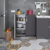 Kenzlife 2 Kapılı Dolap Çilem 088*070*032 Gri Kilitli Tekerlekli Banyo Mutfak Ofis Kitaplık Ayakkabılık Kiler