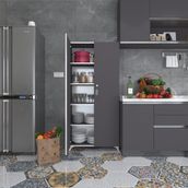 Kenzlife 2 Kapılı Dolap Çilem 188*070*032 Gri Kilitli Ayaklı Banyo Mutfak Ofis Kitaplık Ayakkabılık Kiler
