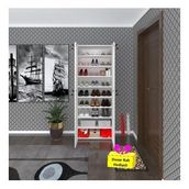Kenzlife Ayakkabılık Ayakkabı Dolabı Kilitli Be Real Byz 180*70*32 Kapaklı Arkalıklı Ofis Dolabı İki Bölme + Tekli Duvar Rafı Hediyeli