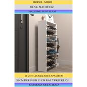 Kenzlife Ayakkabılık Mısri Mat Beyaz Suntalam 110*060*20 Yirmibir Çift Ayakkabı Kapasitesi Arkalıksız