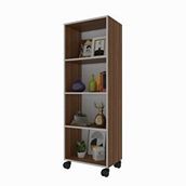 Kenzlife Beril 128x040x020 cm Ceviz Tekerlekli Kitaplık