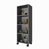 Kenzlife Beril 128x040x020 cm Gri Tekerlekli Kitaplık