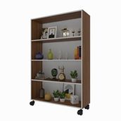 Kenzlife Beril 128x090x020 cm Ceviz Tekerlekli Kitaplık