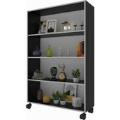 Kenzlife Beril 128x090x020 cm Gri Tekerlekli Kitaplık