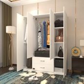Kenzlife Deligül 4 Kapılı 2 Çekmeceli Beyaz 180x160x52 CM Gardrop