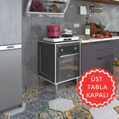 Kenzlife Esena Mono3 Gri 89-81x60x56 Fırın Ocak Dolabı Ayarlı Ayaklı Üstü Kapalı Gri Ankastre Modülü Kabini