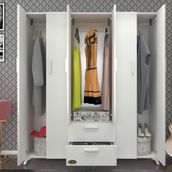 Kenzlife Glayör 168x150x42 cm Beyaz 6 Kapaklı Kapılı 2 Çekmeceli Gardrop