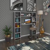 Kenzlife Gri 140x130x20 cm Raflı Ofis Bilgisayar Masası