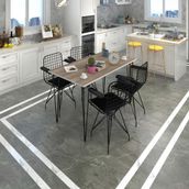 Kenzlife Hem75Mazlum 100x70 cm Beyaz Siyah Masa ve 4 Adet Kolçaklı Siyah Sandalye Takımı