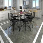 Kenzlife Hem75Mazlum 130x70 cm Ceviz Siyah Masa ve 6 Adet Siyah Sandalye Takımı