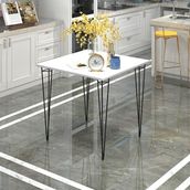 Kenzlife Hem75Mazlum 60x60 cm Siyah Beyaz Masa ve Sırt Minderli Sandalye Takımı